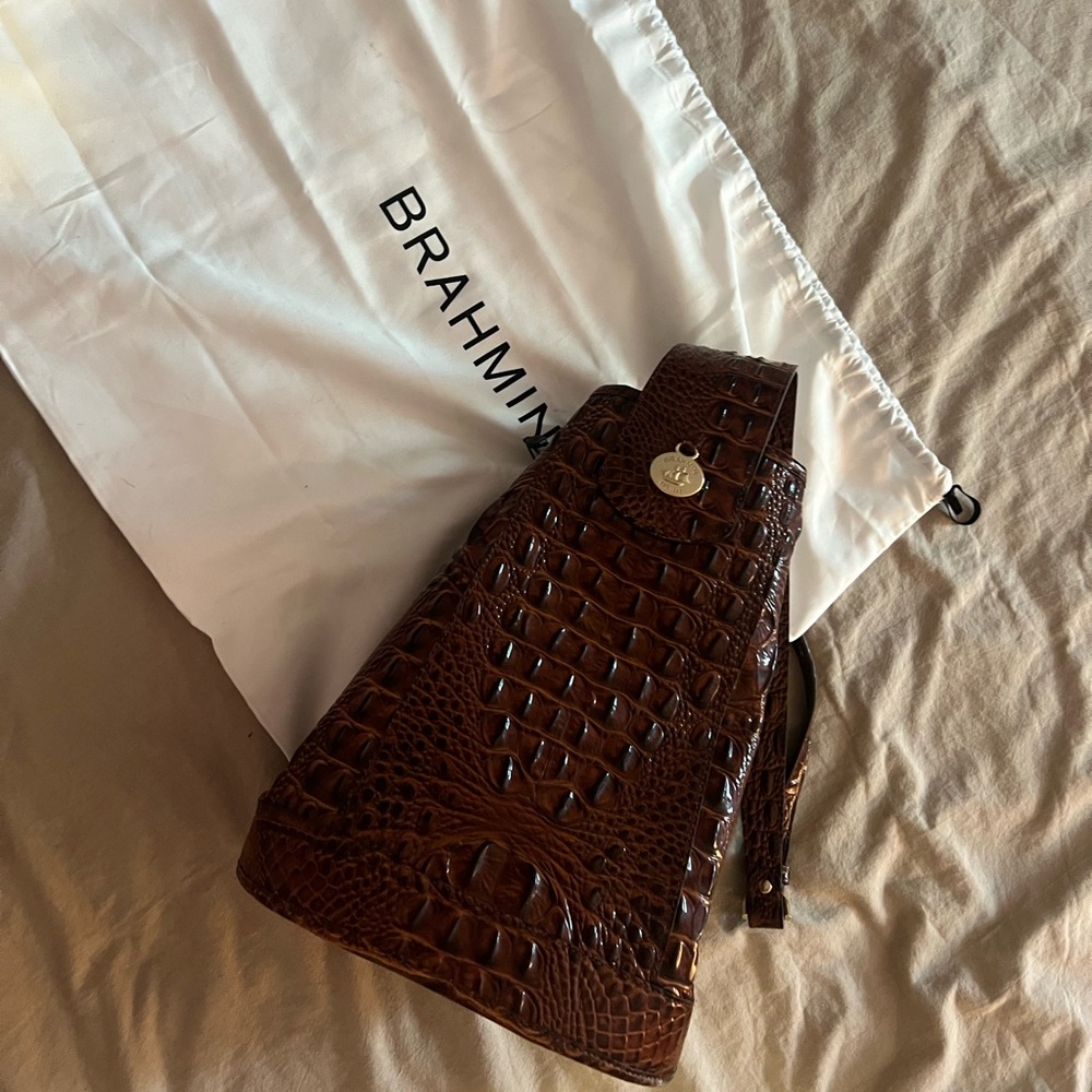 Brahmin Rich Brown Croc-Embossed Tote - Picture 6 of 7